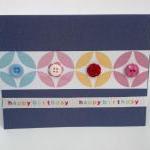 Handmade Birthday Geometric Button Greeting Card..