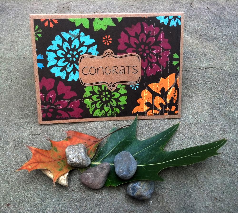 Congrats Floral Graphic Greeting Card With Envelope