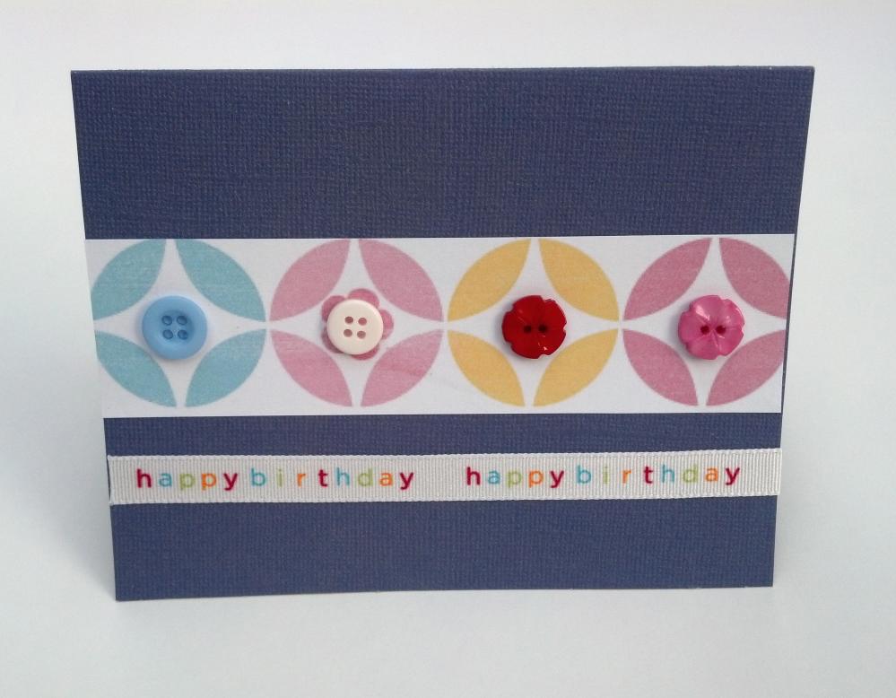 Handmade Birthday Geometric Button Greeting Card With Envelope