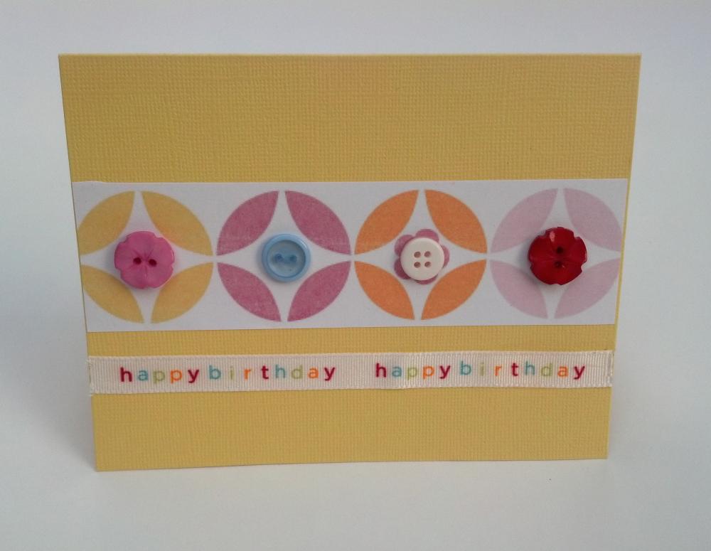Handmade Birthday Geometric Button Greeting Card With Envelope