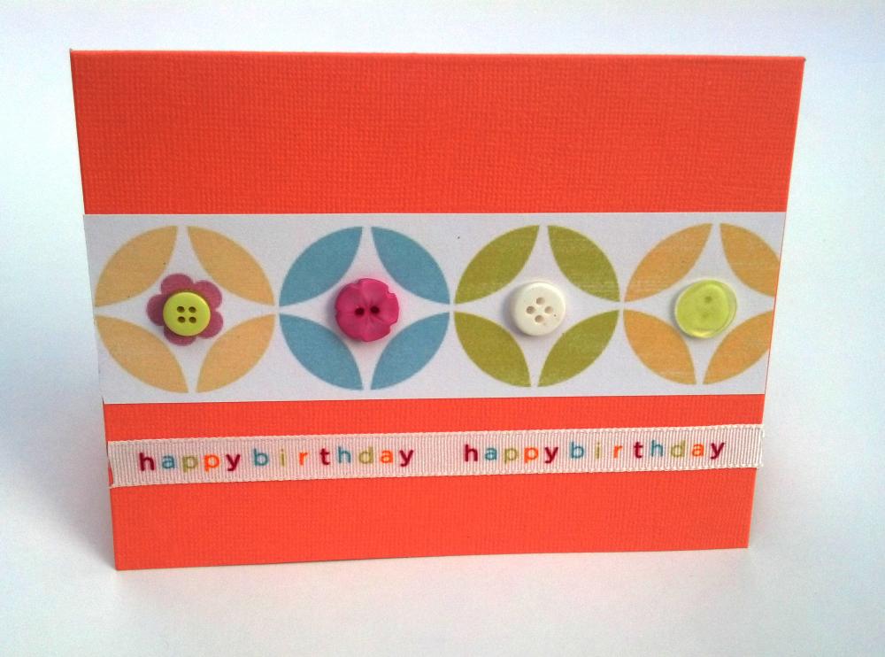 Handmade Birthday Geometric Button Greeting Cards With Envelopes