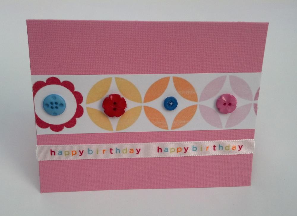 Handmade Birthday Geometric Button Greeting Cards With Envelopes